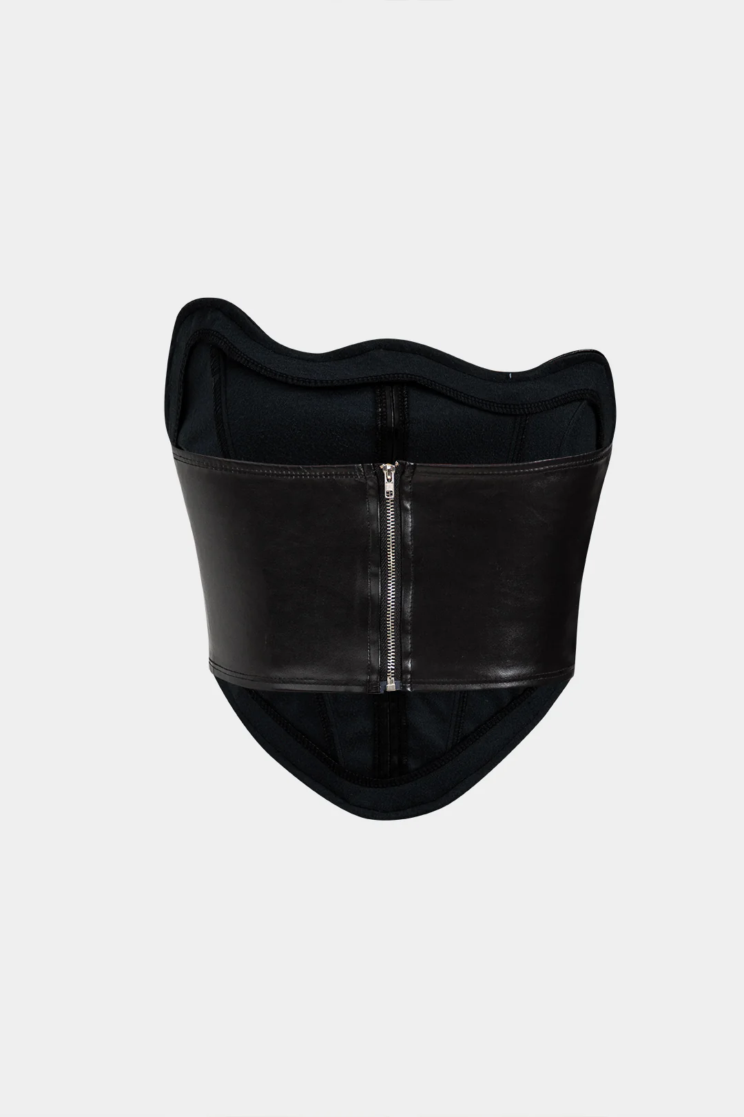 Faux Leather Asymmetrical Zipper Tube Top - Flockneti