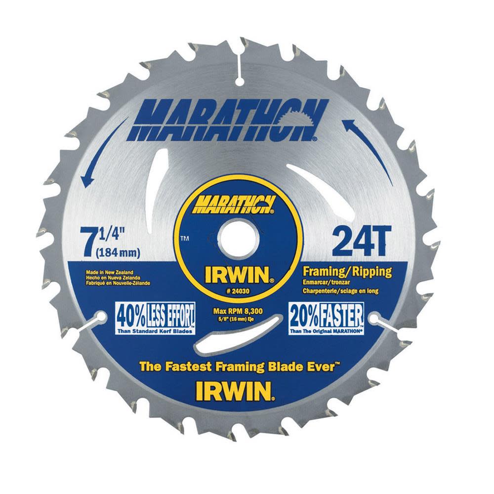 Irwin Marathon 7-1/4″ Circular Saw Blade 24T Carbide - Flockneti