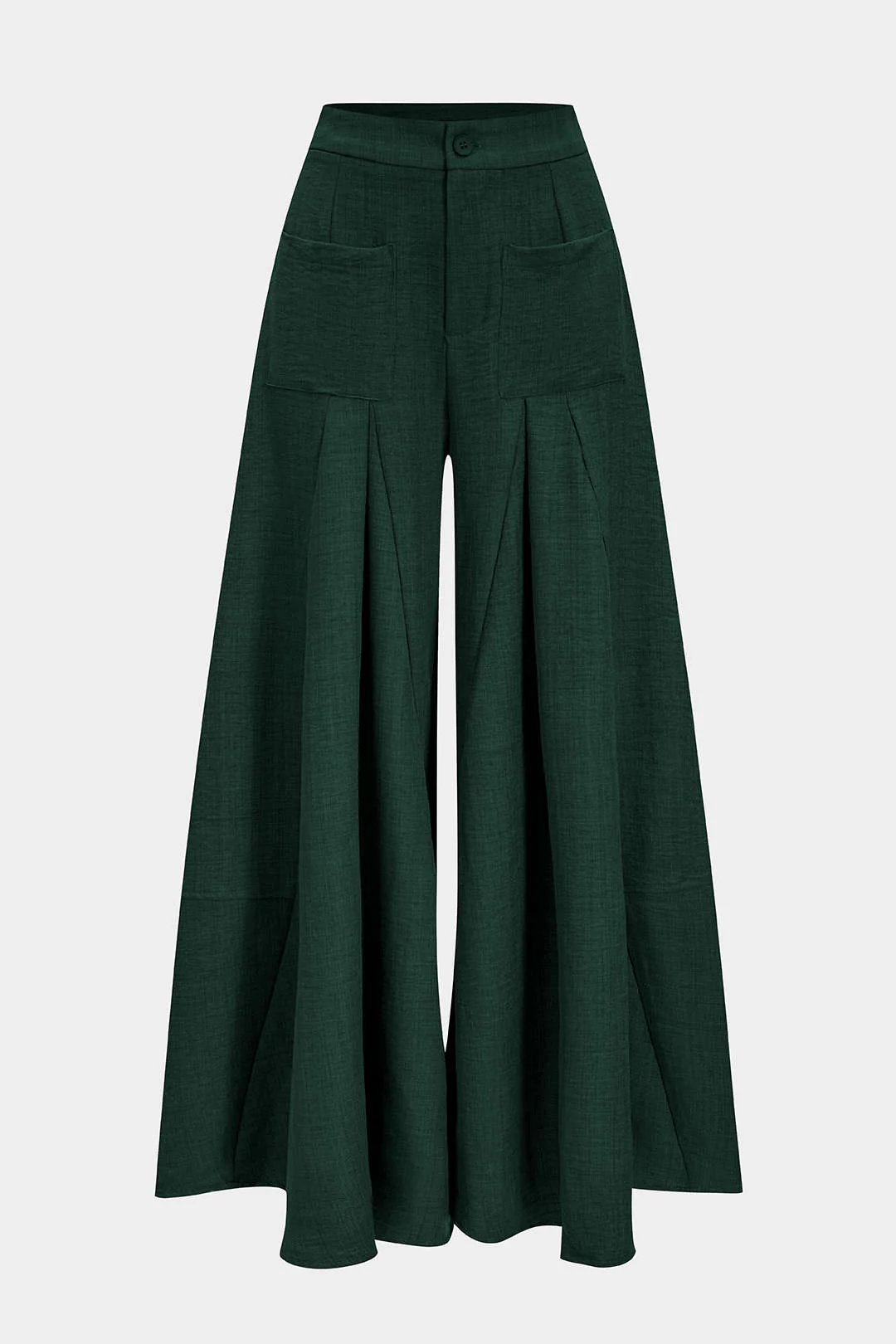 Ruched Zipper Pocket Wide Leg Trousers - Flockneti
