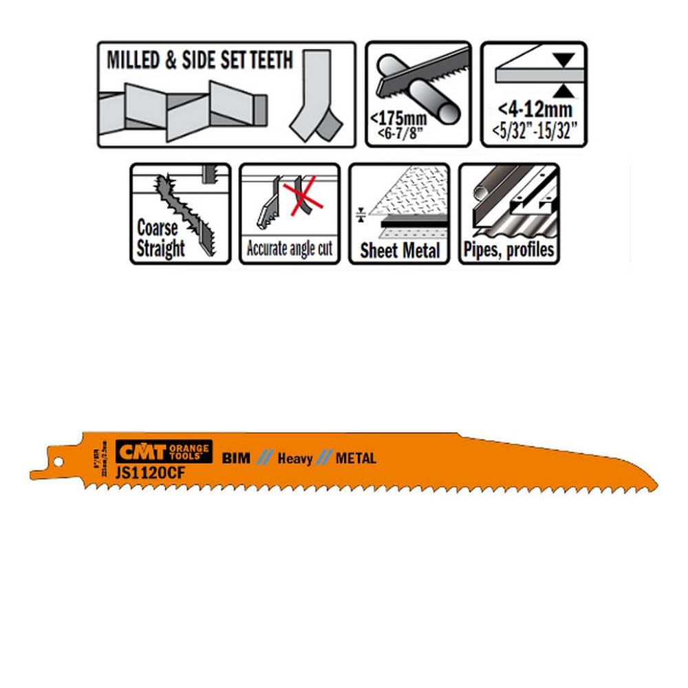 CMT Tri-metal Reciprocating Saw Blades for Metal 8 In. 9 TPI – 5 pack - Flockneti