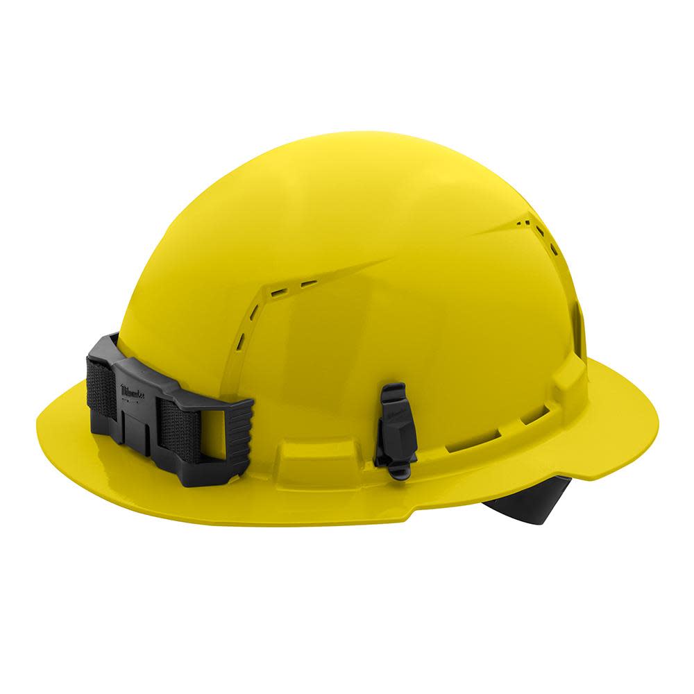 Milwaukee Yellow Full Brim Vented Hard Hat with 4pt Ratcheting Suspension Type 1 Class C - Flockneti