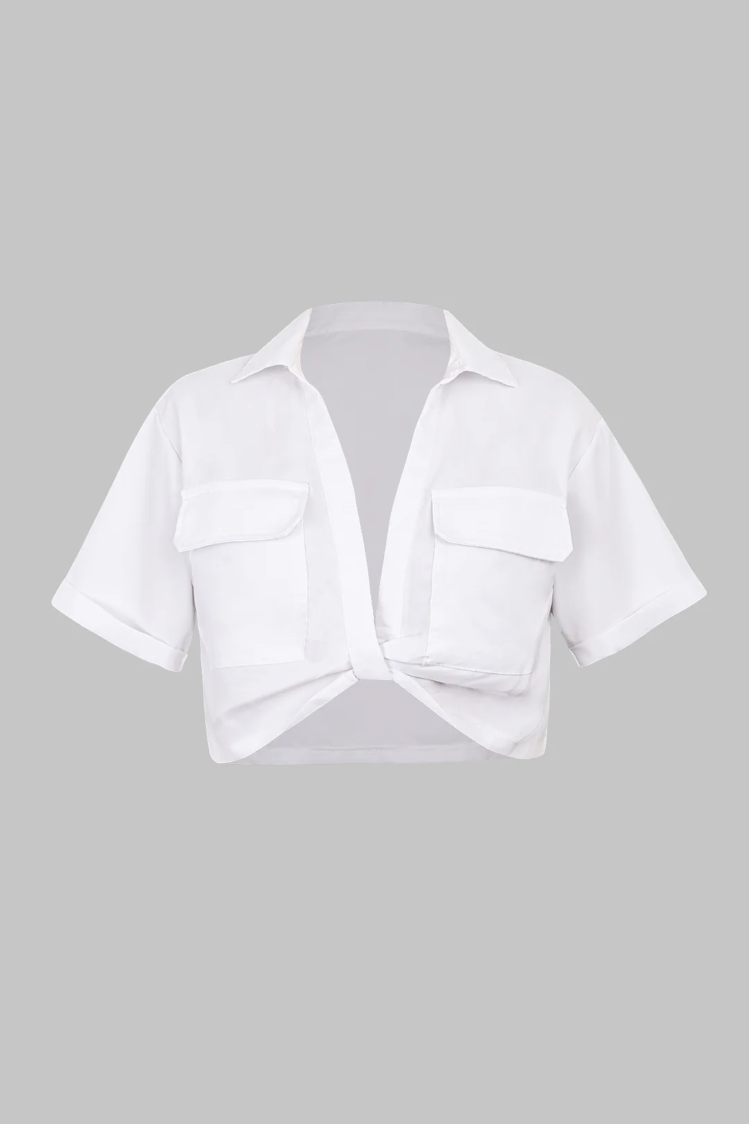 Plus Size Twist Knot Short-Sleeve Shirt - Flockneti