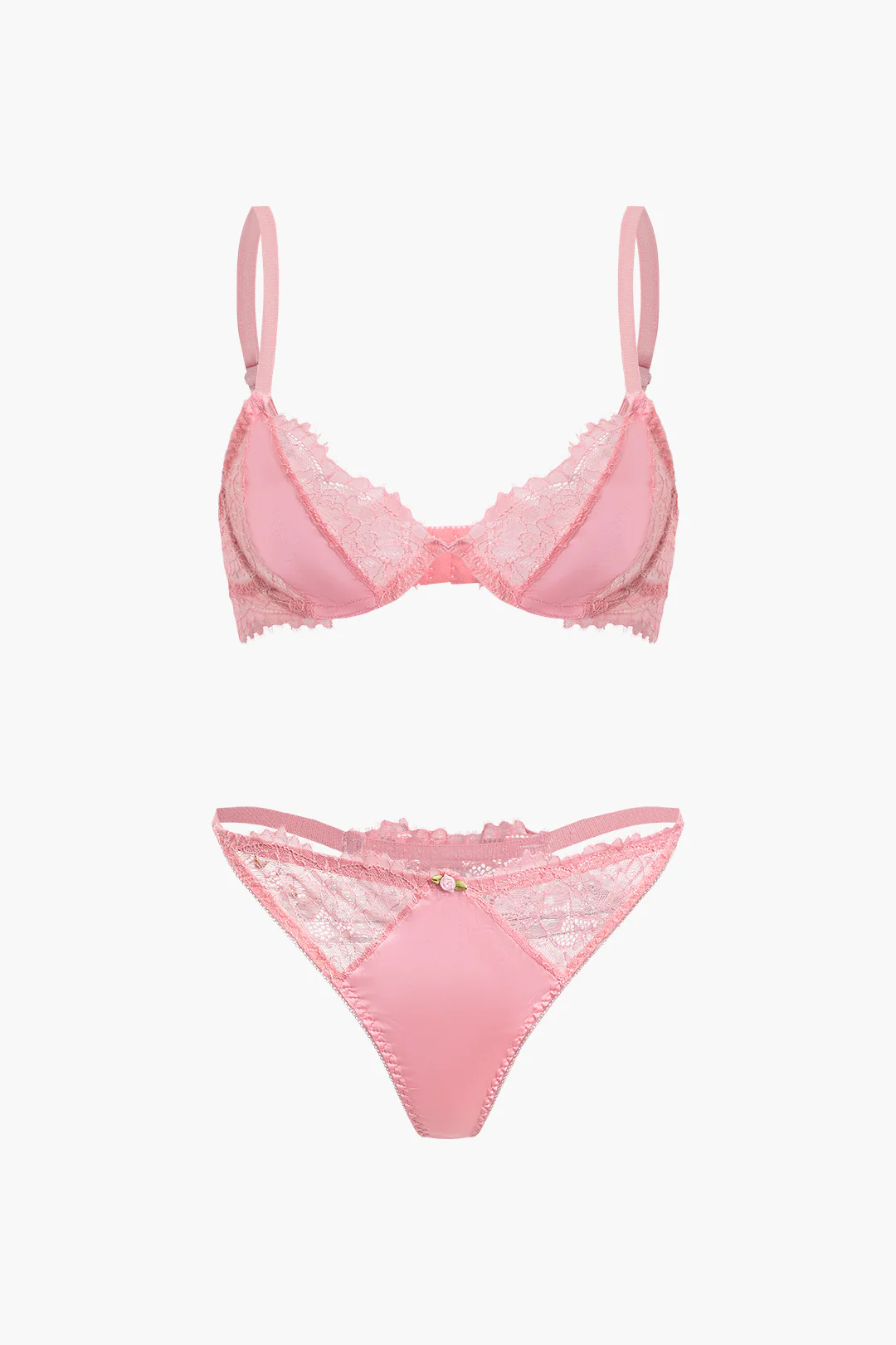 Lace Trim Two-Piece Lingerie - Flockneti