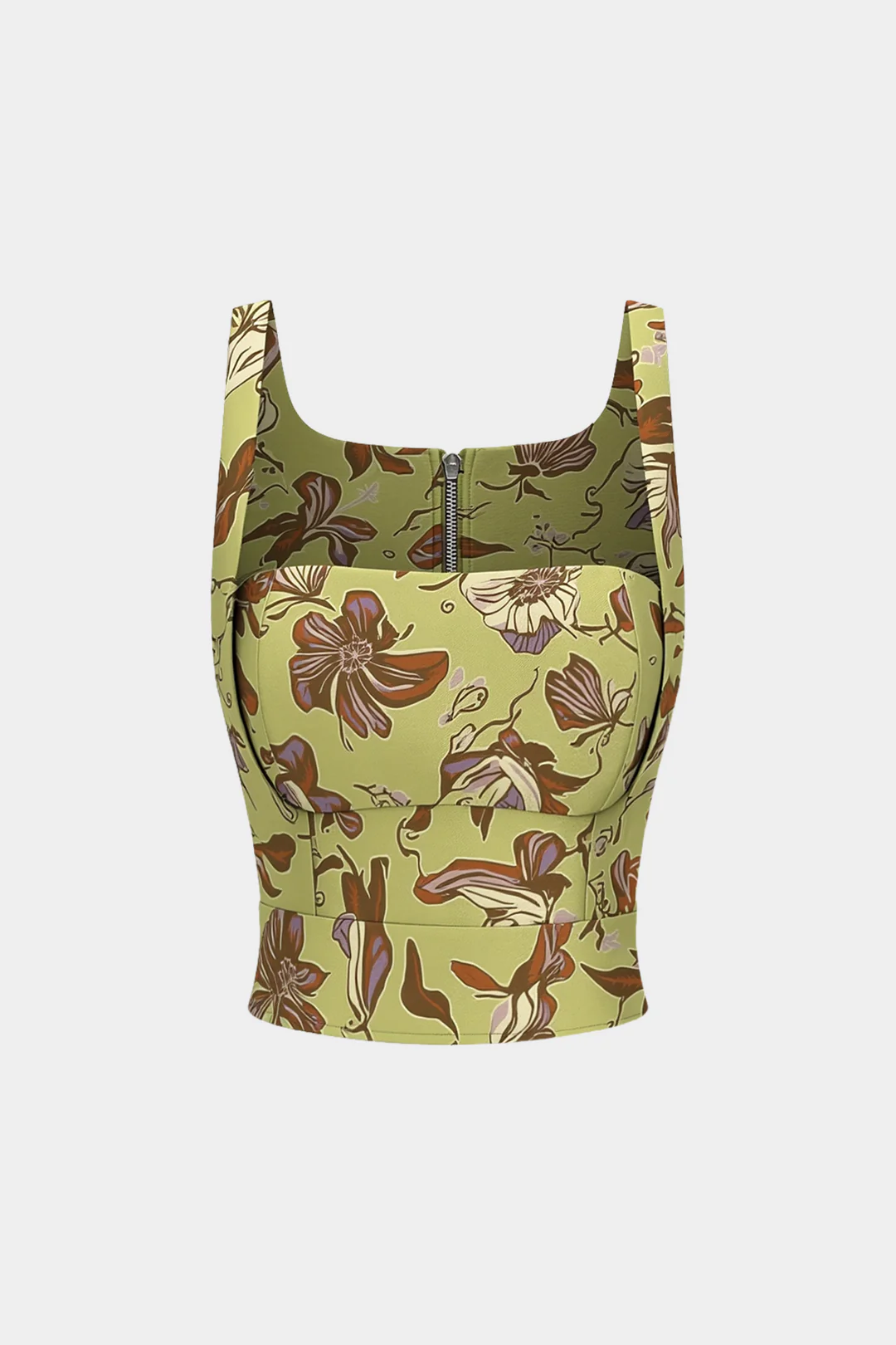 Floral Print Zipper Cami Top - Flockneti