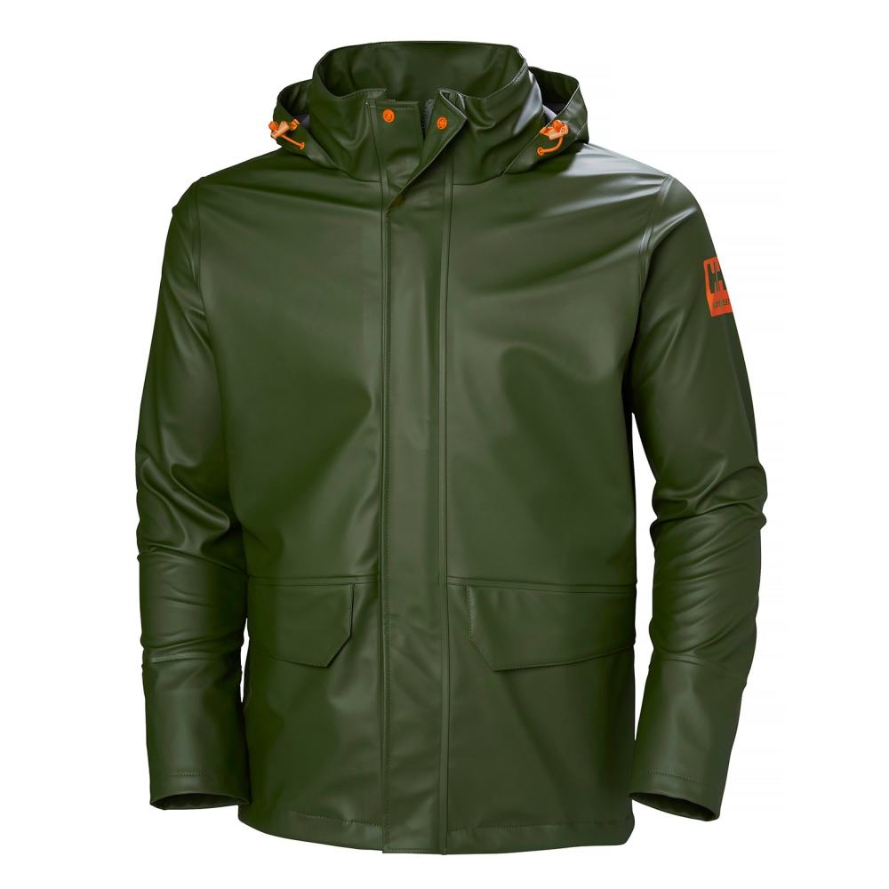 Helly Hansen PU Gale Waterproof Rain Jacket Army Green Small - Flockneti