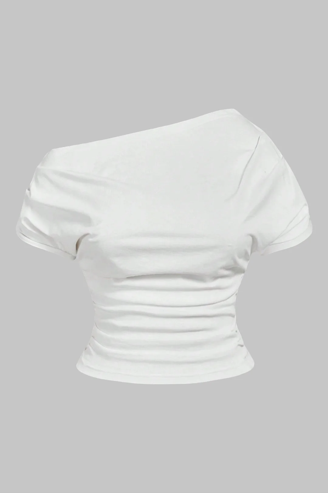 Plus Size One Shoulder Ruched Short Sleeve T-Shirt - Flockneti