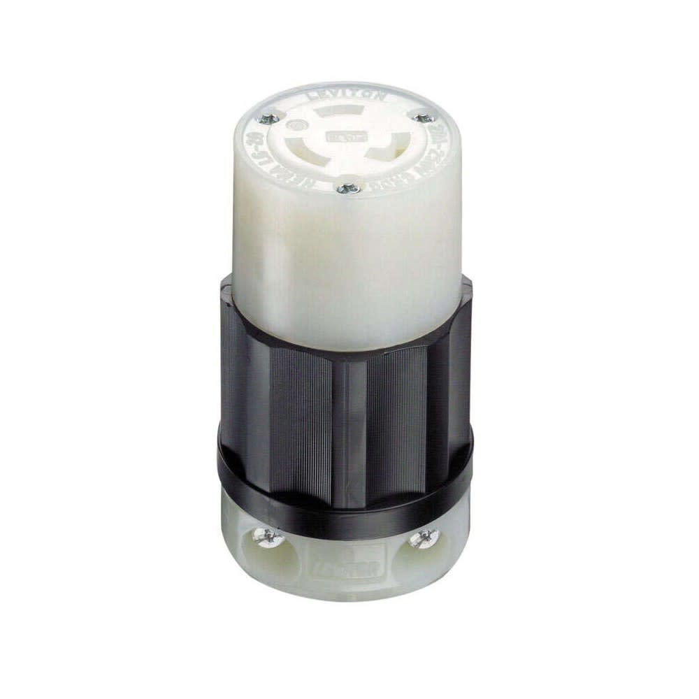 Leviton Grounded Locking Connector 20A 250V Nylon Black & White - Flockneti