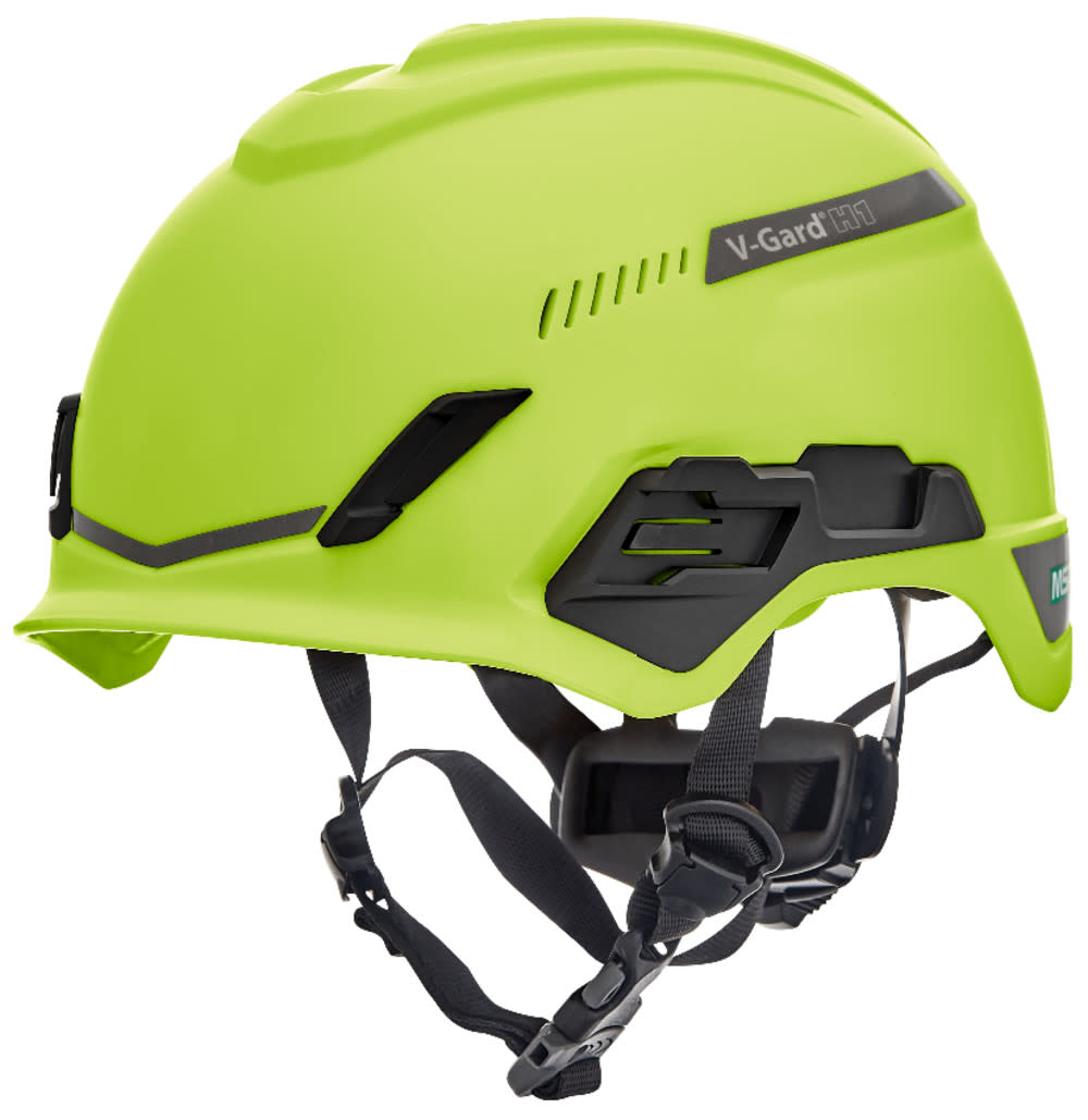 MSA Safety Works V Gard H1 Safety Helmet Trivent Hi Viz Y/G Fas TracIII - Flockneti