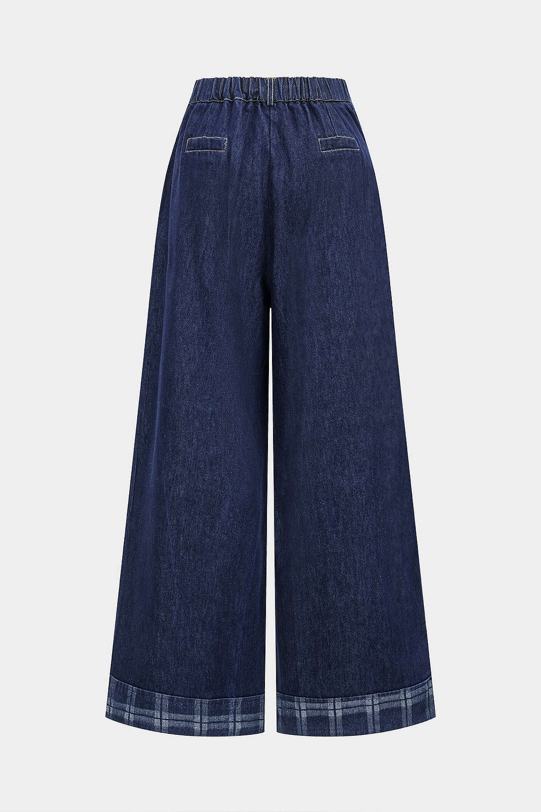 Denim Plaid Print Straight Leg Jeans - Flockneti