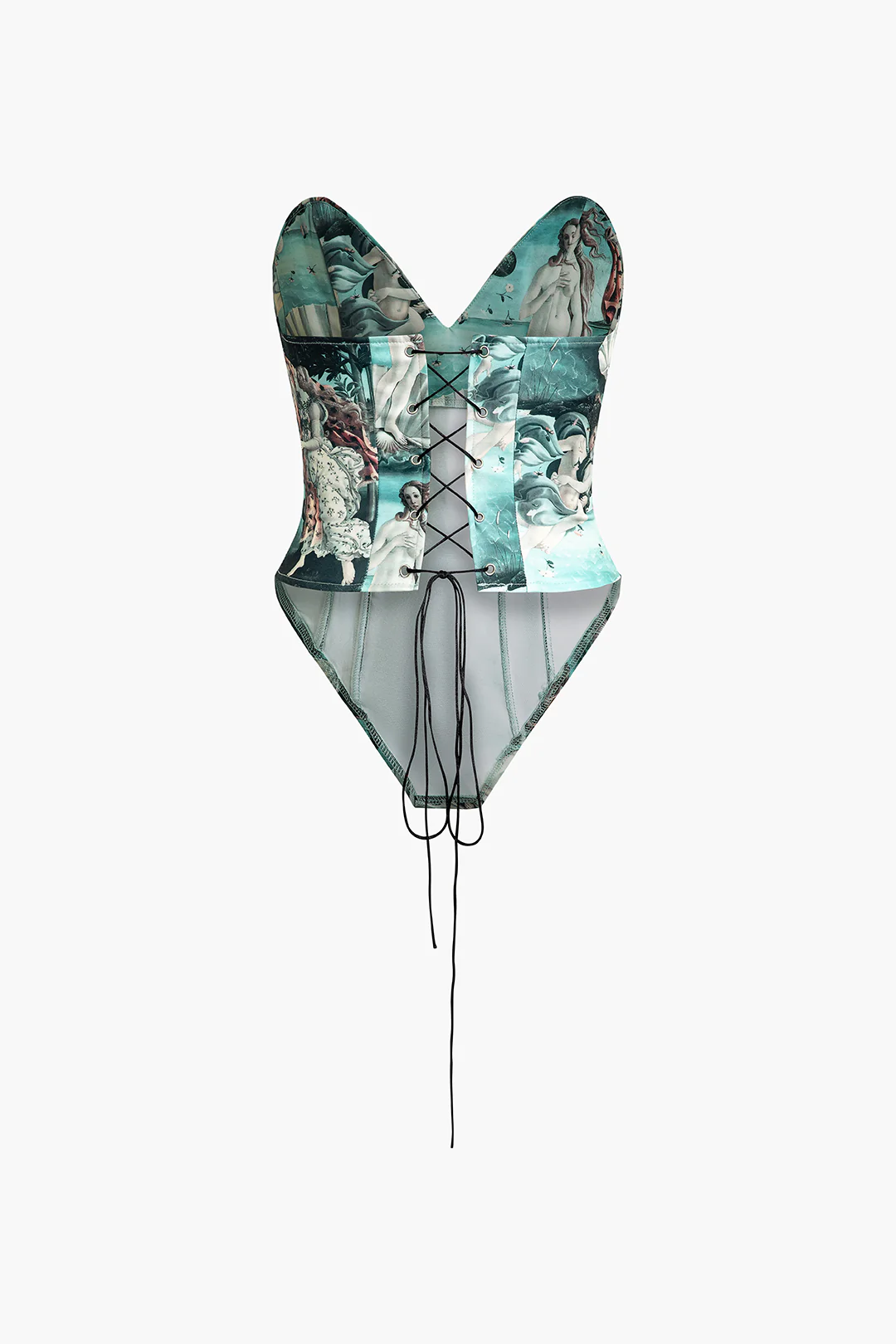 Shell Print Tie Up Sleeveless Bodysuit - Flockneti