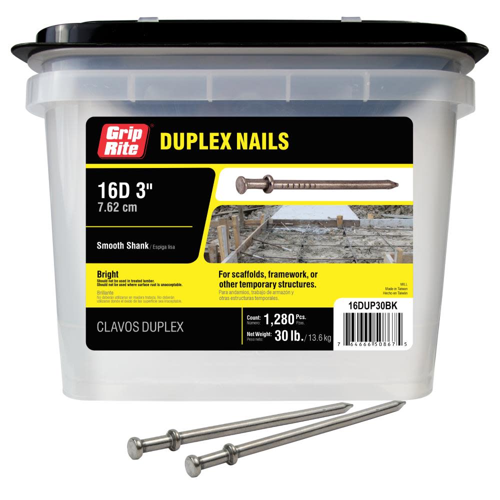 Grip Rite 30 lb 16D 3-in Duplex Nail - Flockneti
