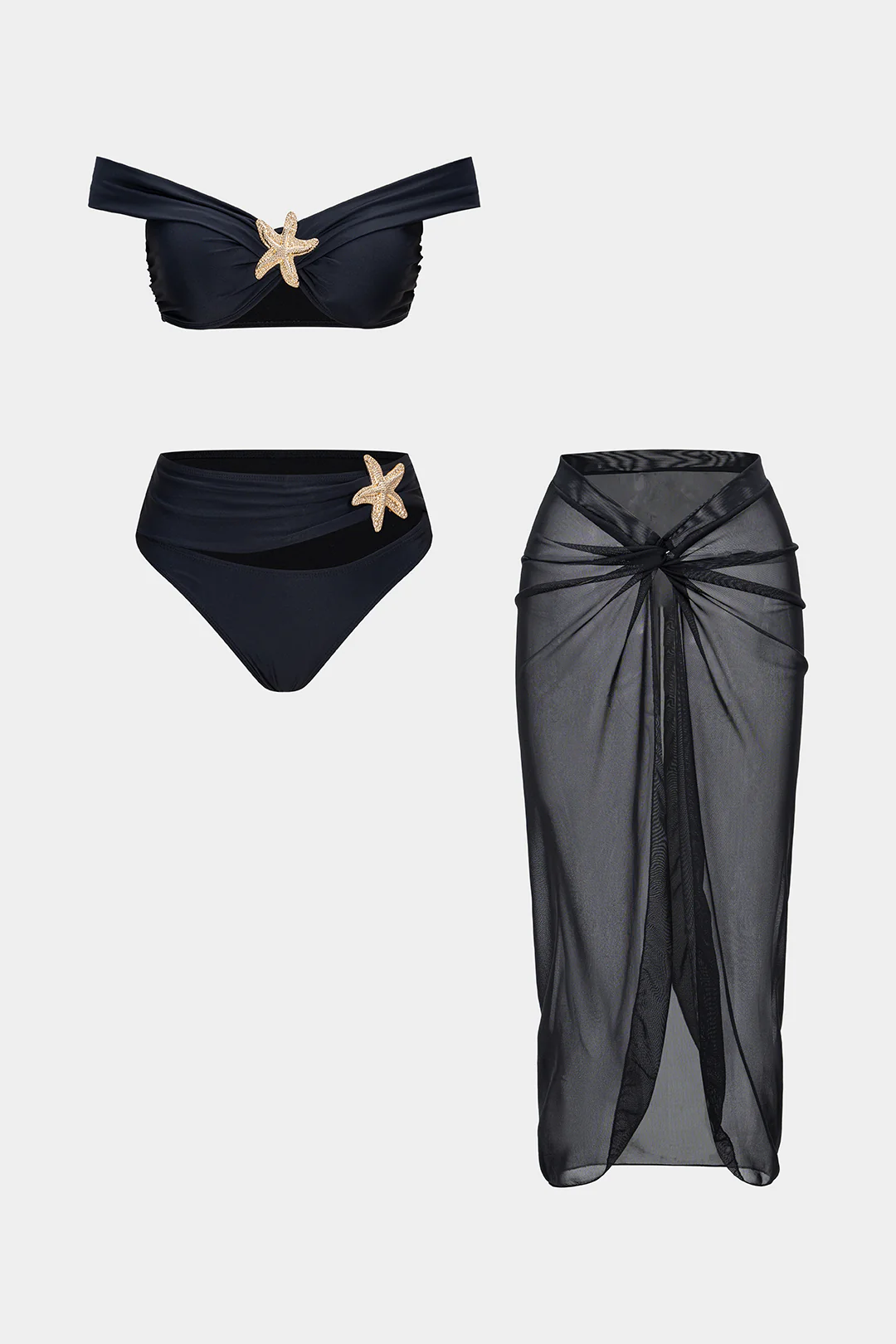 Metallic Cut Out Ruched Bikini Set - Flockneti
