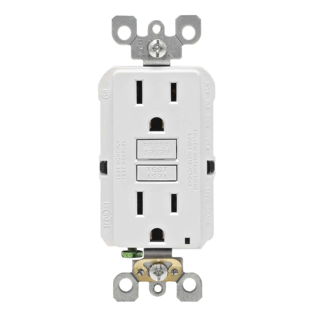 Leviton SmartlockPro GFCI Outlet 15A 125V Duplex White NEMA 5-15R - Flockneti