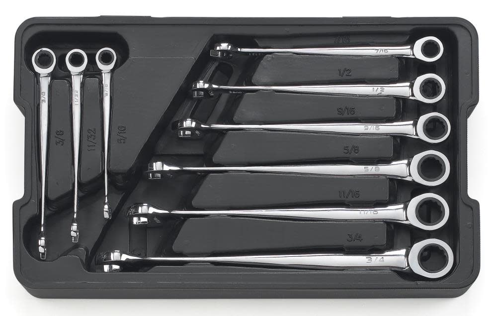 GEARWRENCH 9 pc XL X-Beam Sae Combination Ratcheting Wrench Set - Flockneti