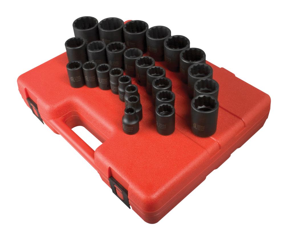 Sunex 1/2 In. Drive 12 Pt Metric Impact Socket Set 26 pc. - Flockneti