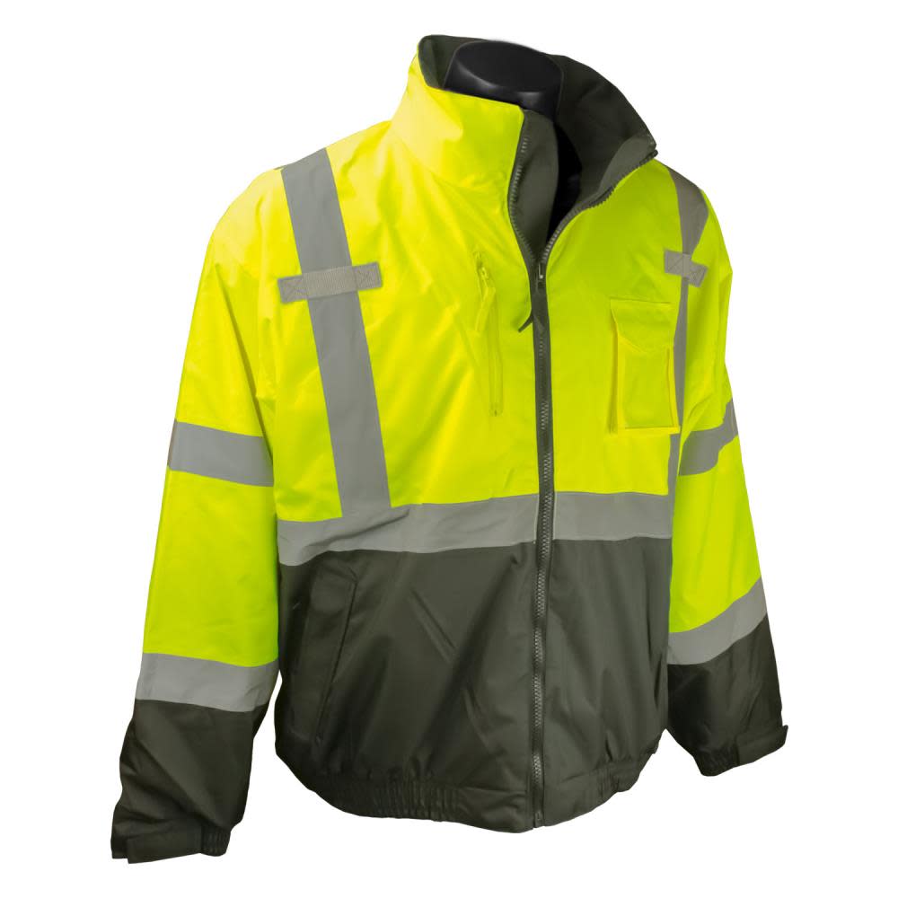 Radians 3-in-1 Deluxe Hi-Viz Bomber Jacket – Green / Black – XL - Flockneti