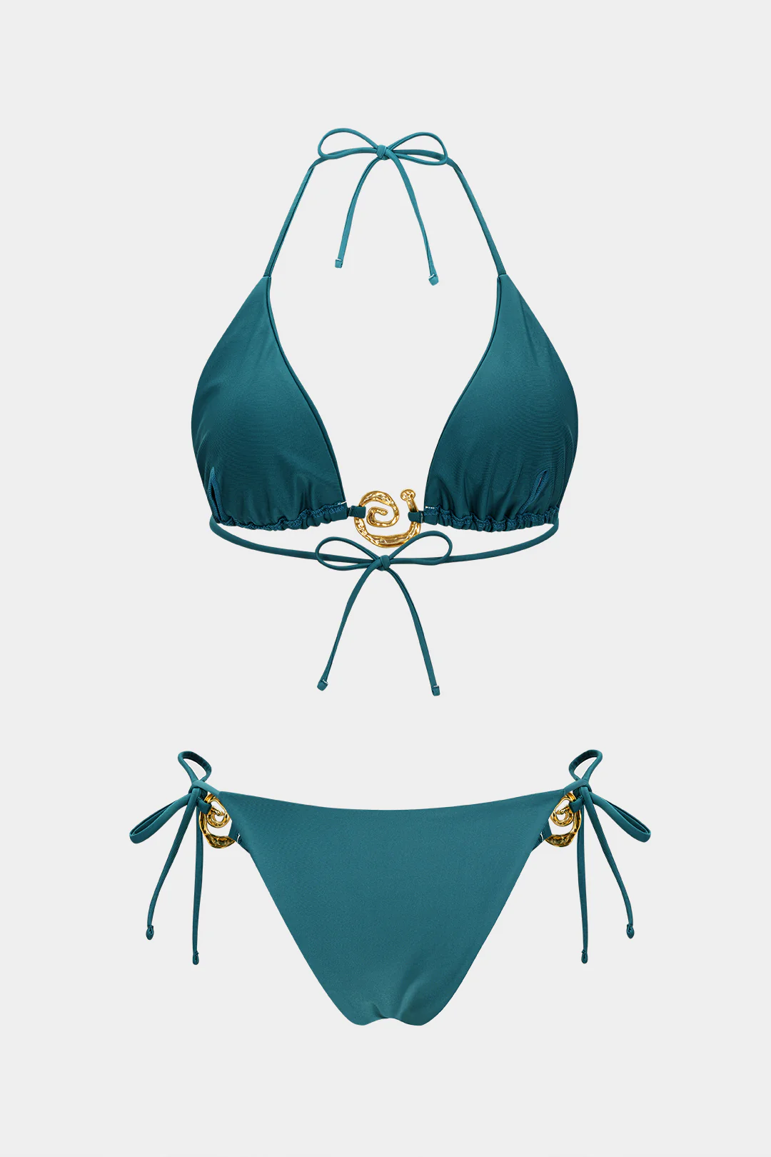 Metallic Decor Tie-Up Bikini Set - Flockneti