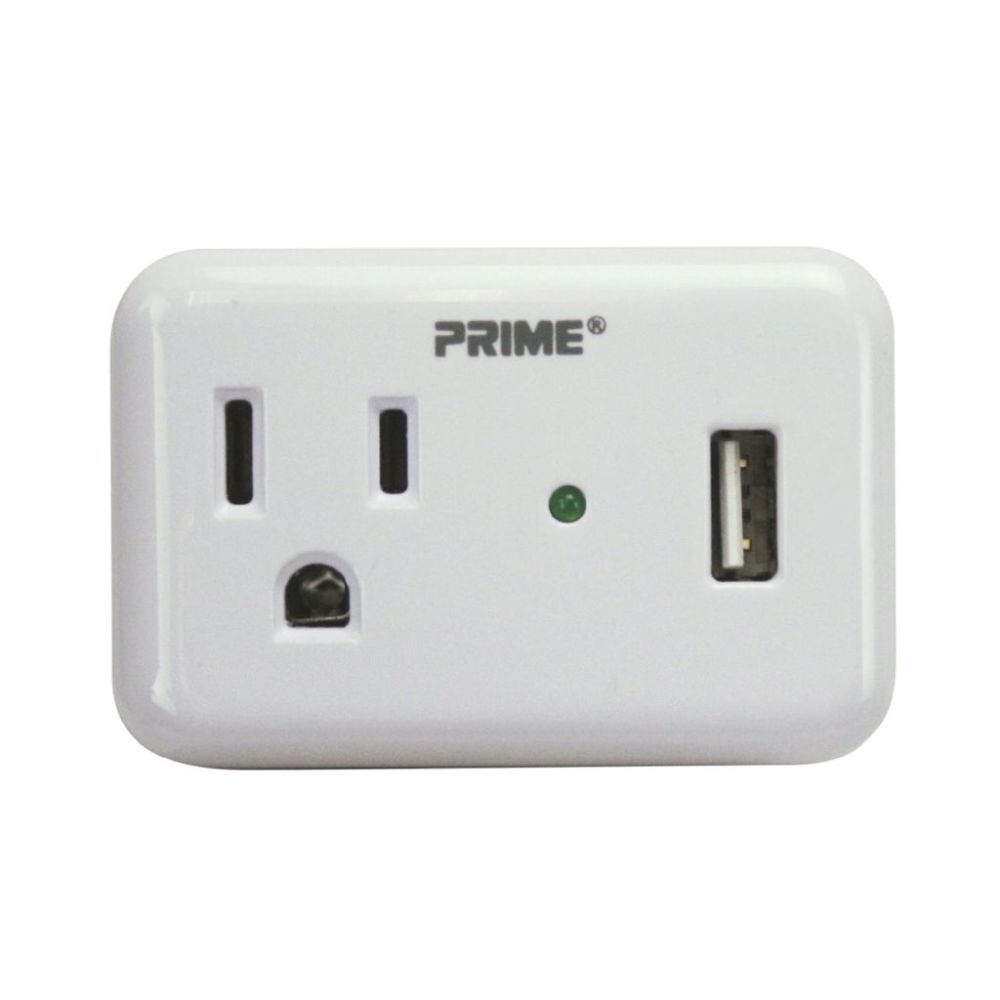 Prime 3 Prong 1 Outlet with 1 Port USB Charger - Flockneti
