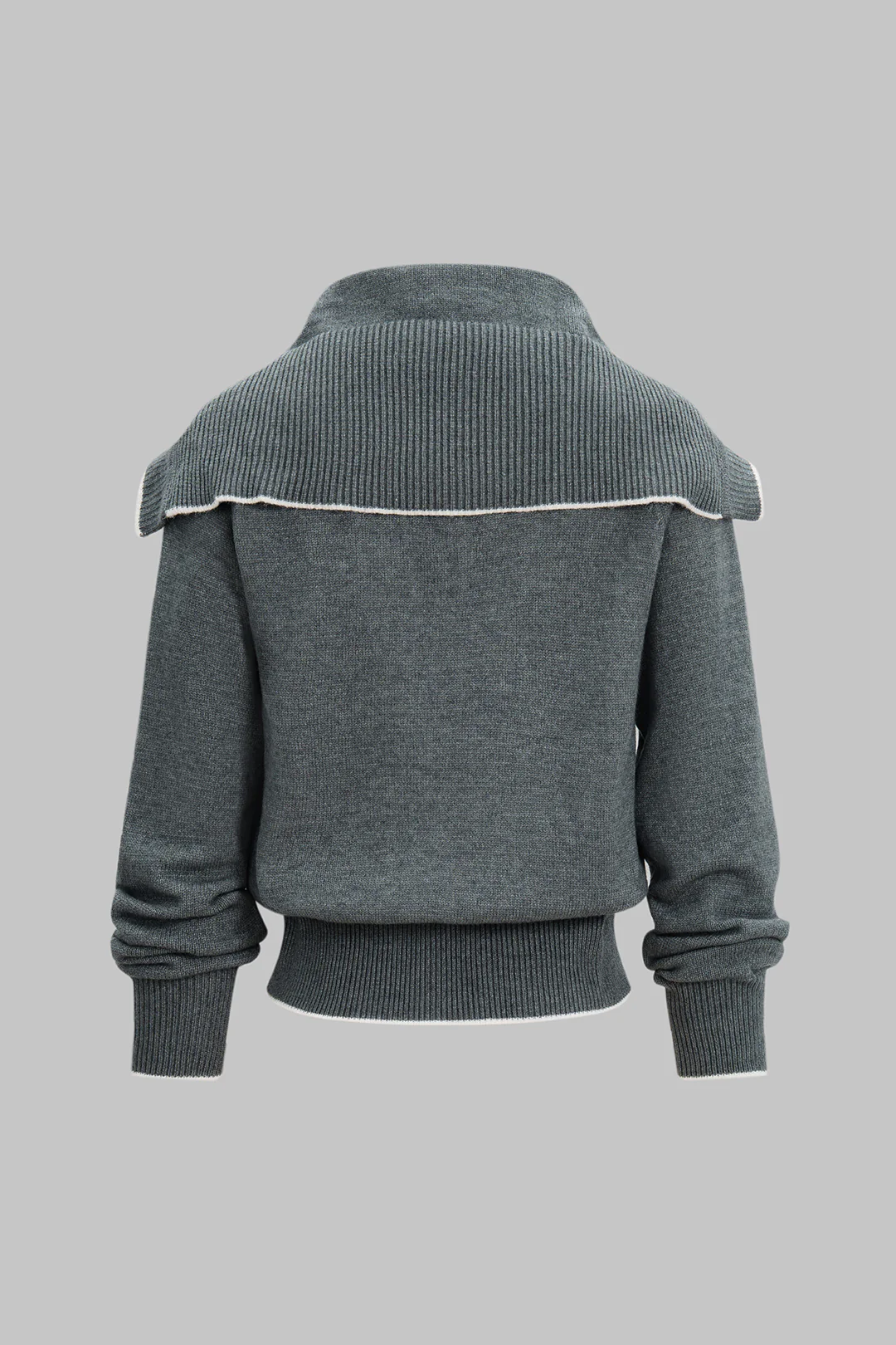 Wool Sailor Collar Button Long-Sleeve Top - Flockneti