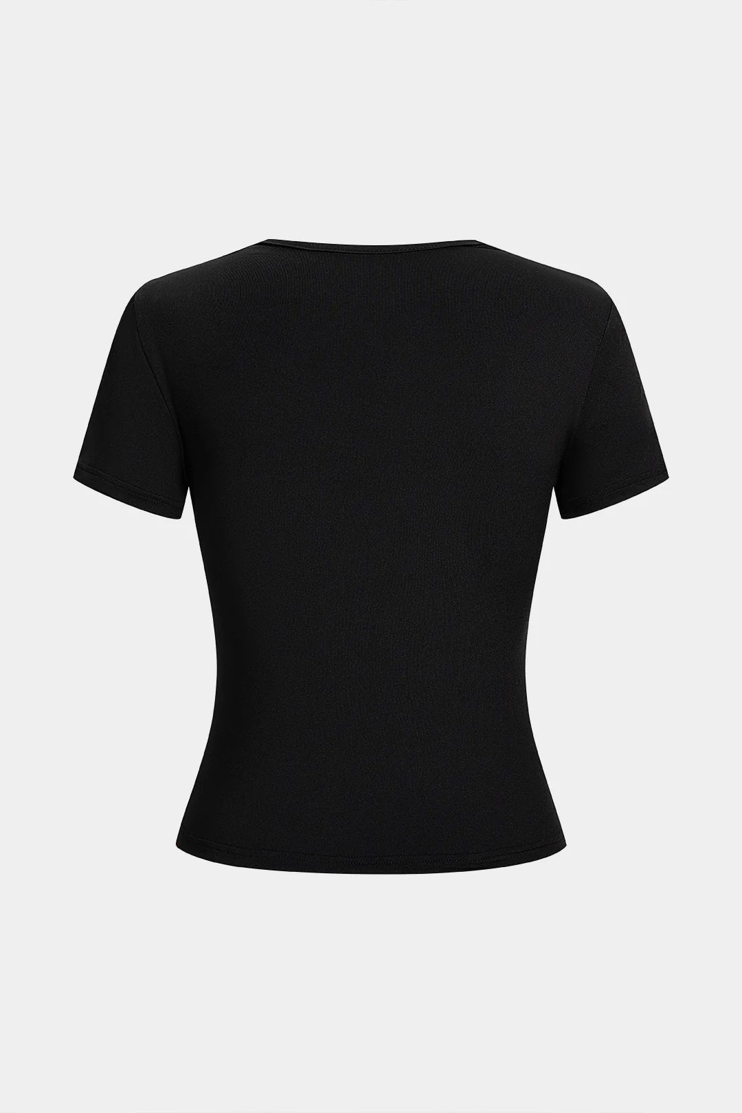 Metallic Round Neck Cut Out Short Sleeve T-Shirt - Flockneti