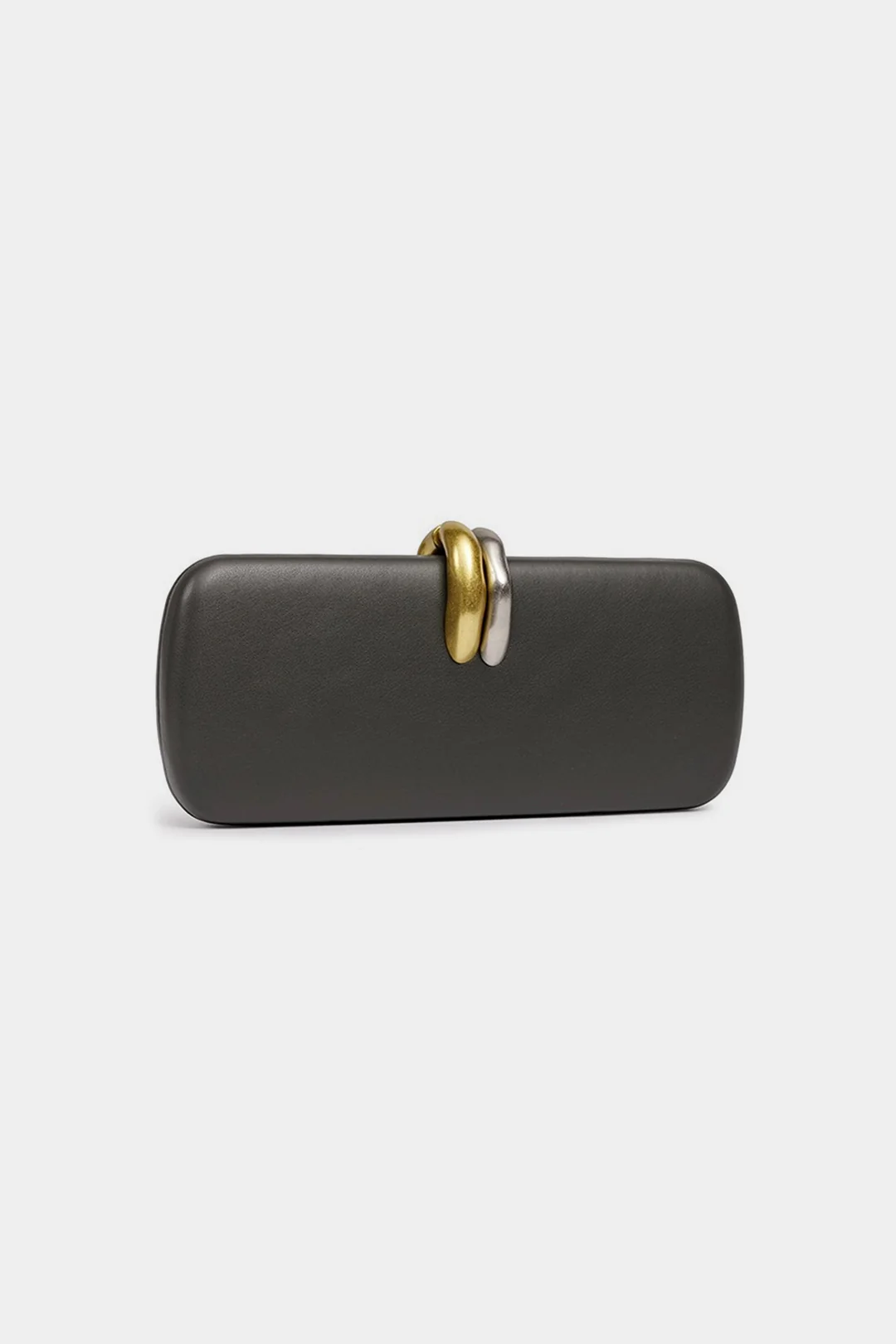 Faux Leather Metallic Chain Crossbody Clutch Bag - Flockneti