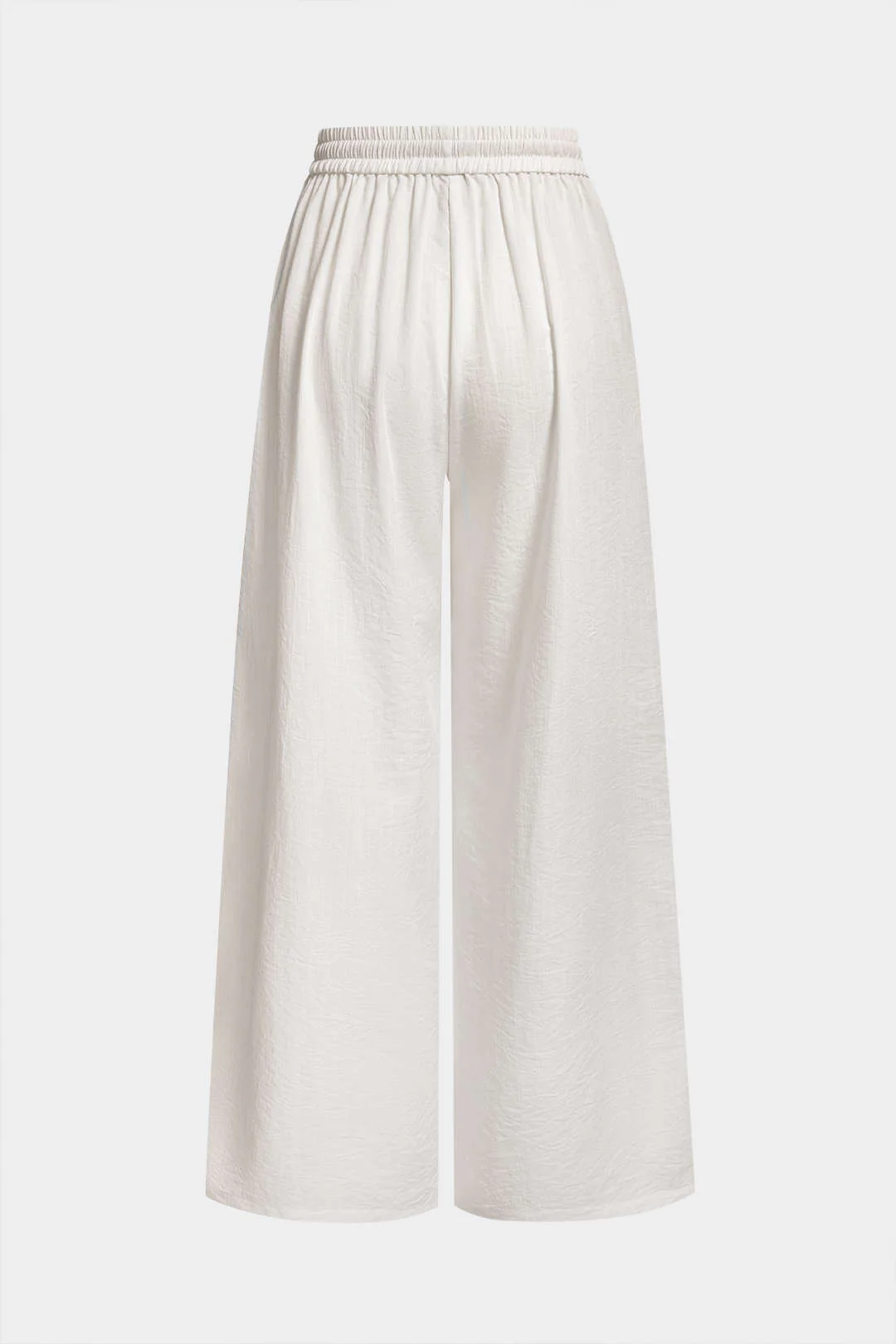 Contrast Binding Drawstring Shirred Waistband Wide Leg Pants - Flockneti