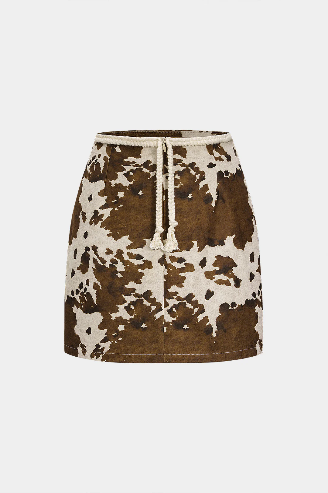 Abstract Print Braided Belted Zipper Skirt - Flockneti