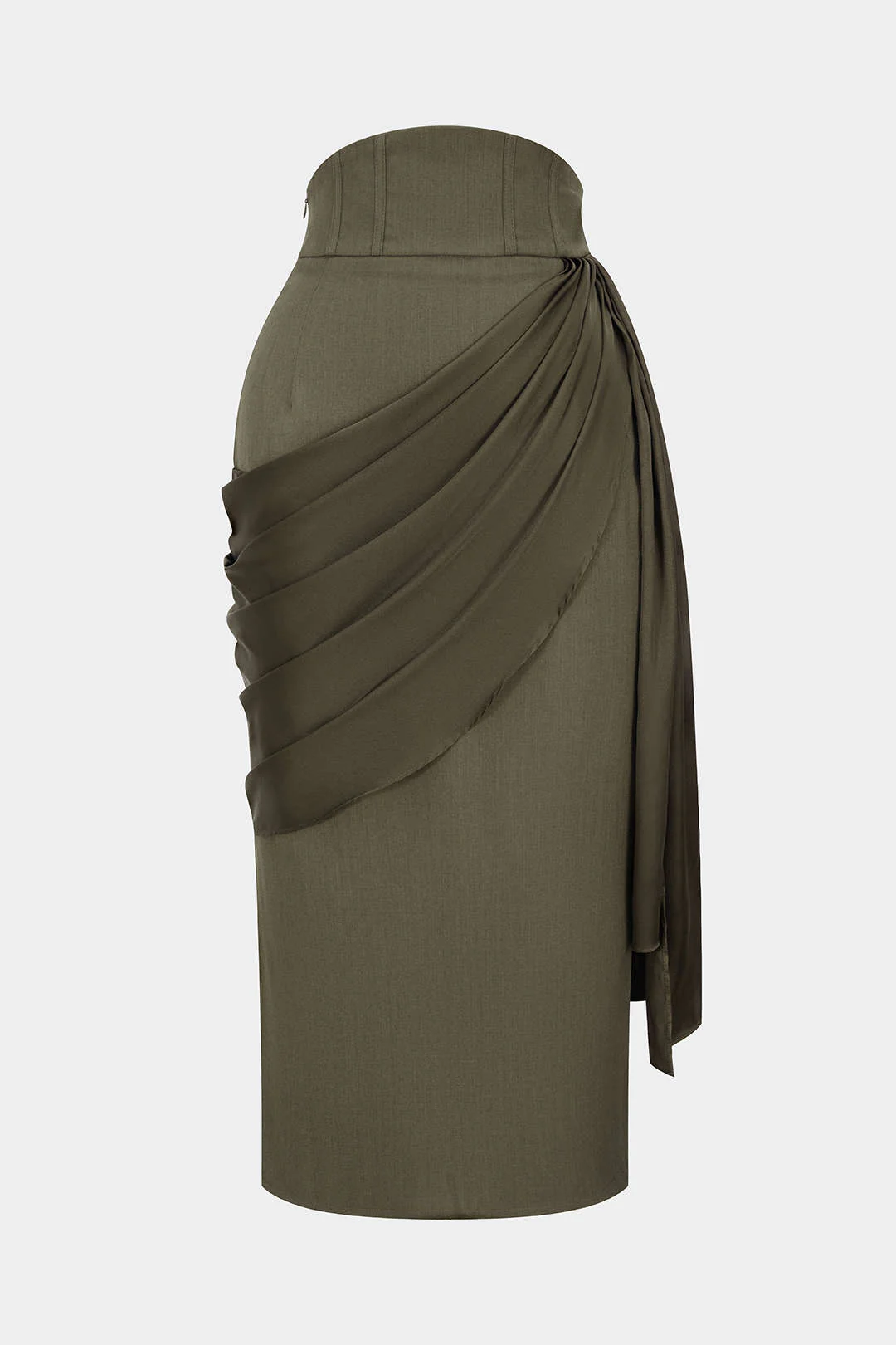 Satin Asymmetrical Ruched Skirt - Flockneti