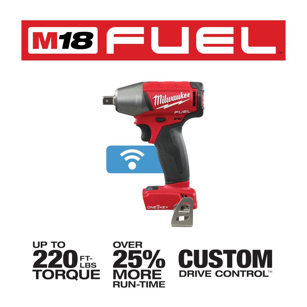 Milwaukee M18 FUEL 1/2 in. Compact Impact Wrench with Pin Detent with ONE-KEY - Flockneti