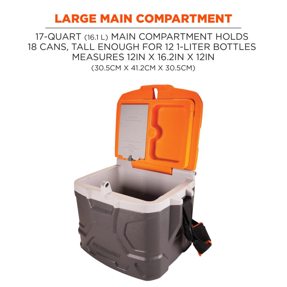 Ergodyne Chill Its 5170 Industrial Hard Sided Cooler 17 Quart Single Orange & Gray - Flockneti