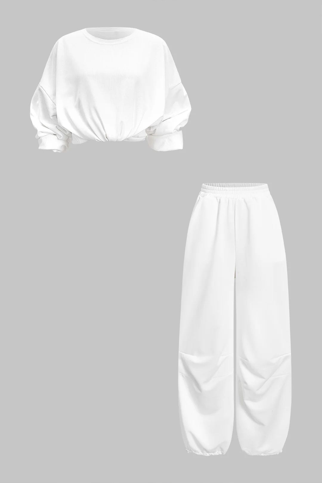 Round Neck Long-Sleeve Top And Pants Set - Flockneti