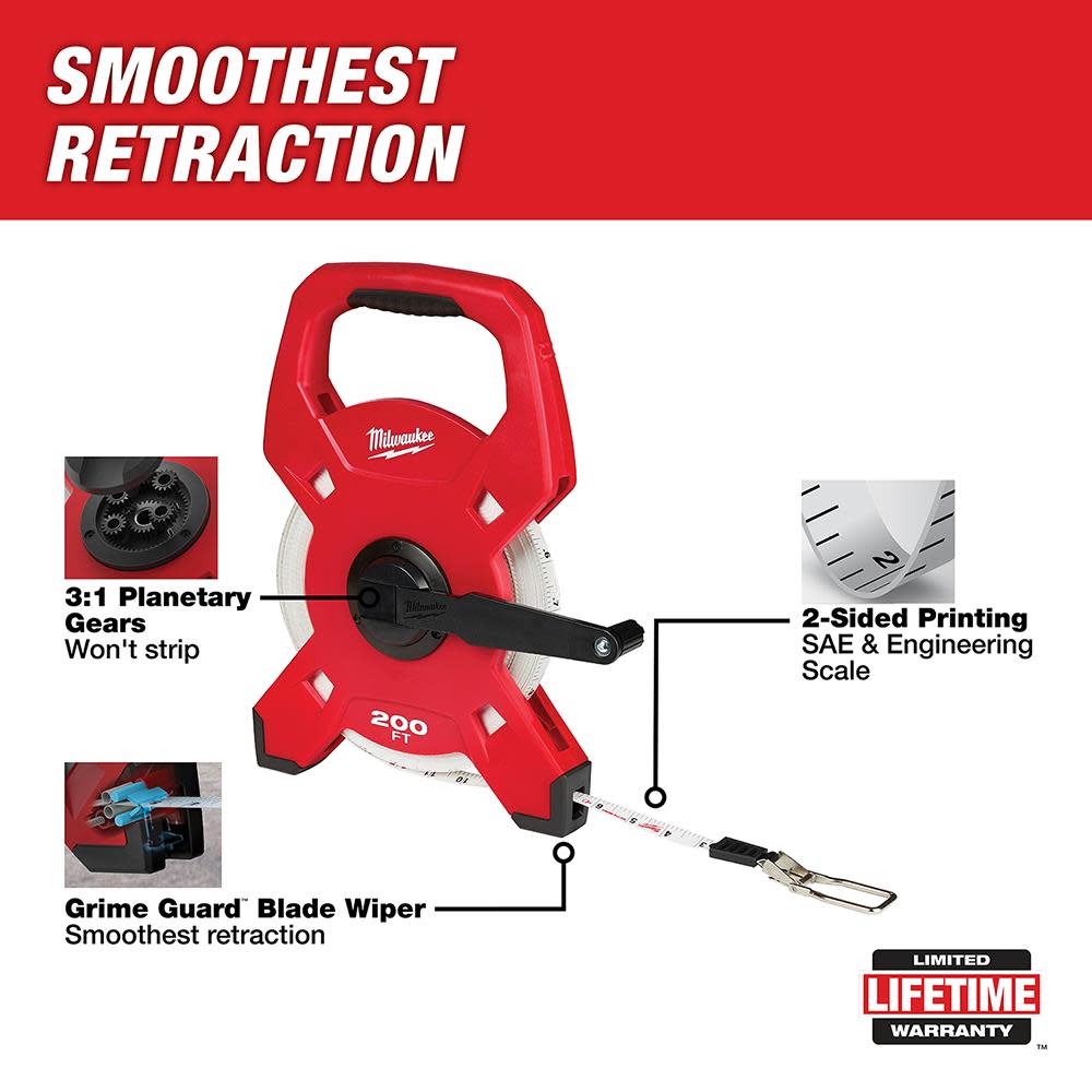 Milwaukee 200′ Fiberglass Open Reel Long Tape - Flockneti