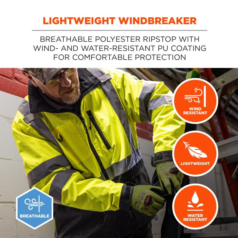 Ergodyne GloWear 8351 Jacket Windbreaker Water Resistant Orange Hi Vis Medium - Flockneti