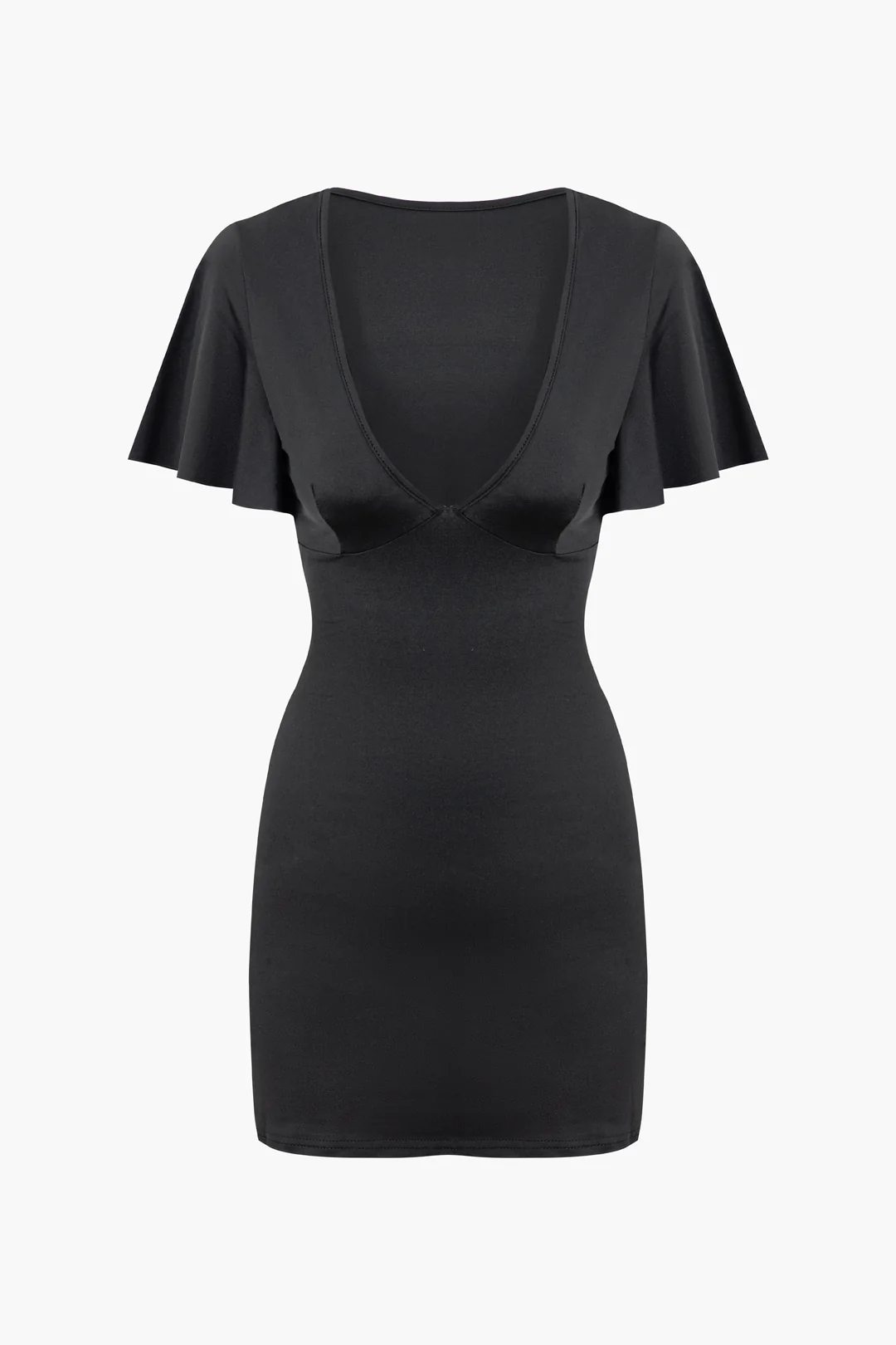 V-Neck Ruffle Short Sleeve Mini Dress - Flockneti
