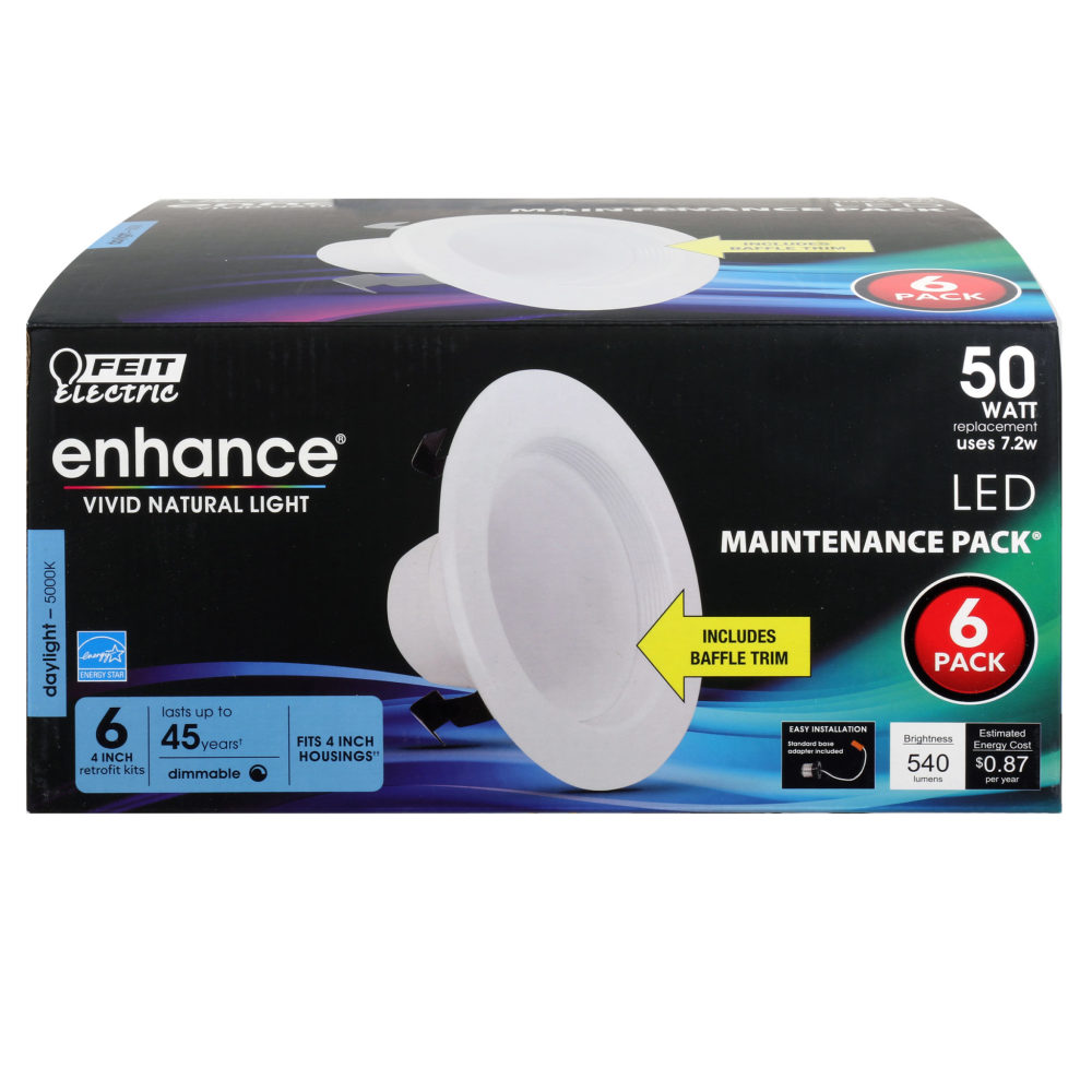 Feit Electric 4″ 7.2W Daylight LED Dimmable Recessed Downlight - Flockneti