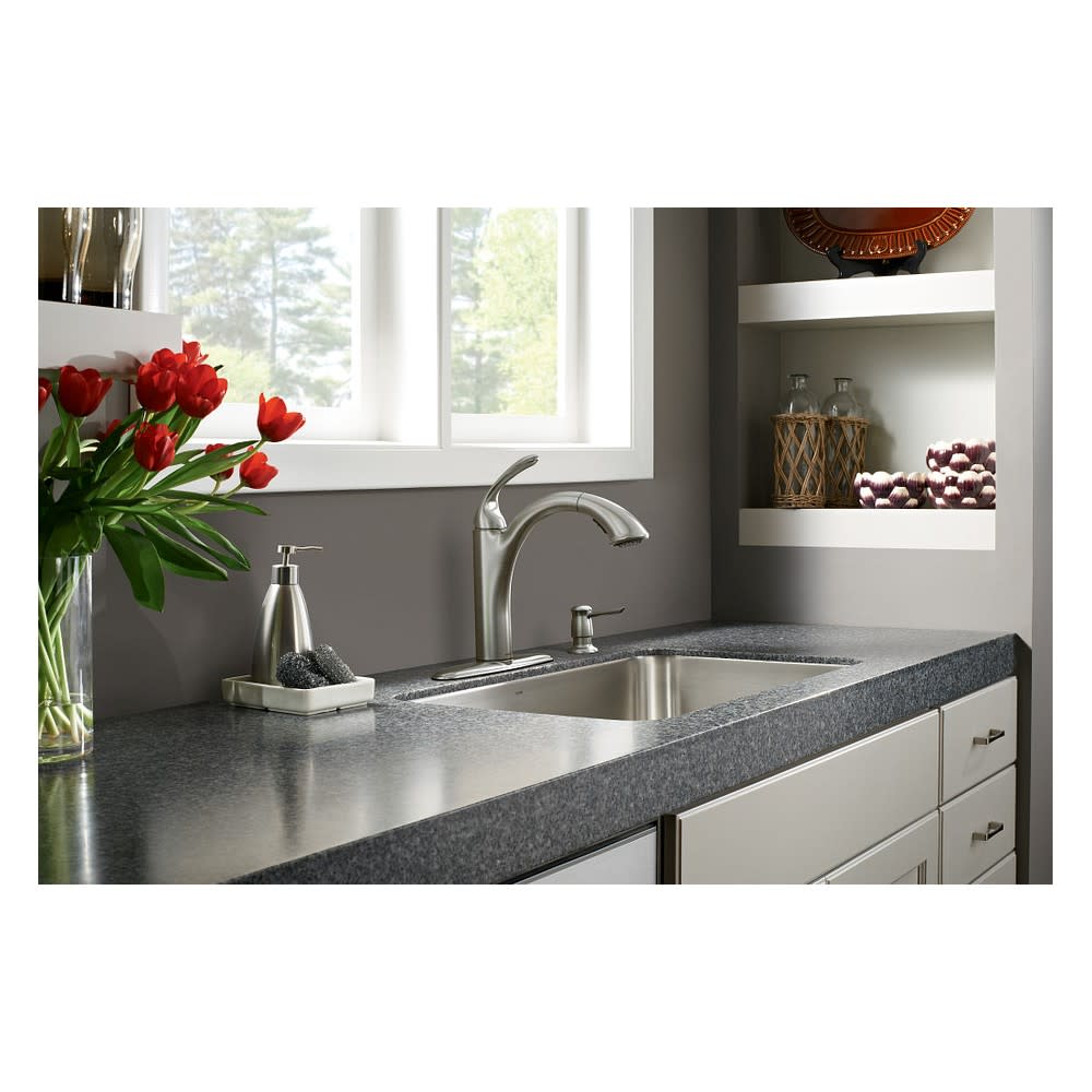 Moen Kinzel Pulldown Kitchen Faucet Spot Resist Stainless Low Arc - Flockneti