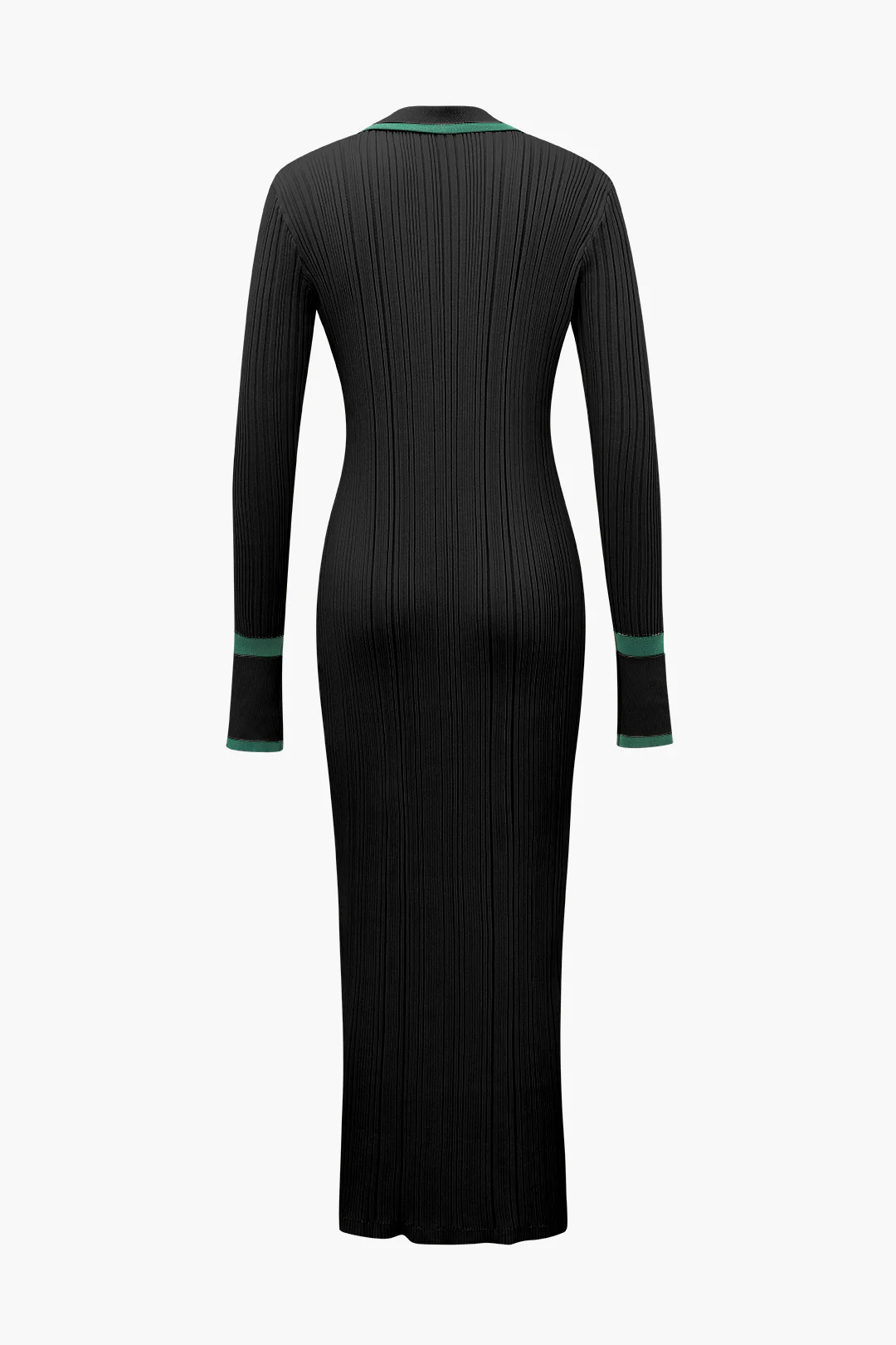 Contrast Trim Button Down Knitted Dress - Flockneti