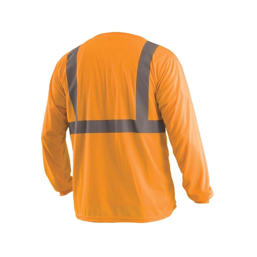 Occunomix Hi-Vis Orange Class 2 Classic Wicking Birdseye T-Shirt Long Sleeve Large - Flockneti