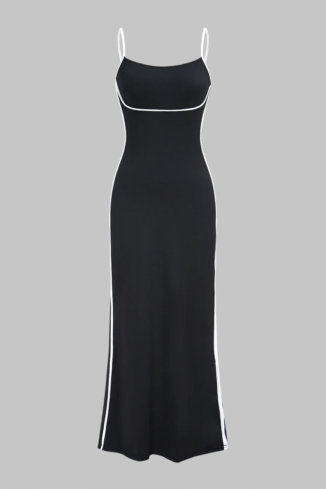 Contrast Binding Slip Bodycon Sleeveless Maxi Dress - Flockneti