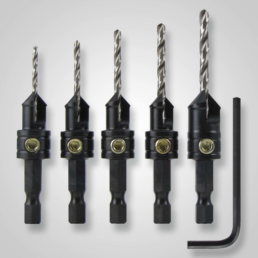 Poly-Tech Industries 82 Deg Quick Change 5 Piece Drilling Countersink Set - Flockneti