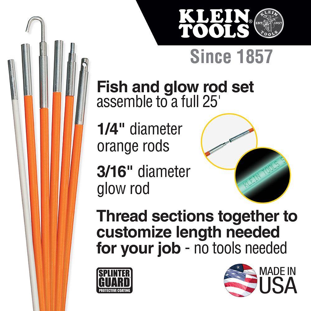 Klein Tools 25′ (7.6 m) Fish and Glow Rod Set - Flockneti