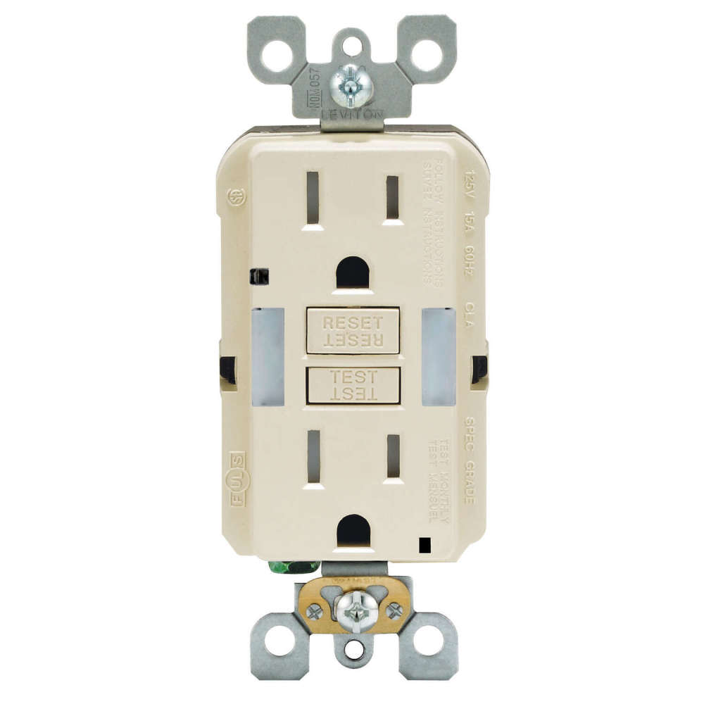 Leviton SmartlockPro NEMA GFCI Outlet 15A 125V Duplex Light Almond - Flockneti