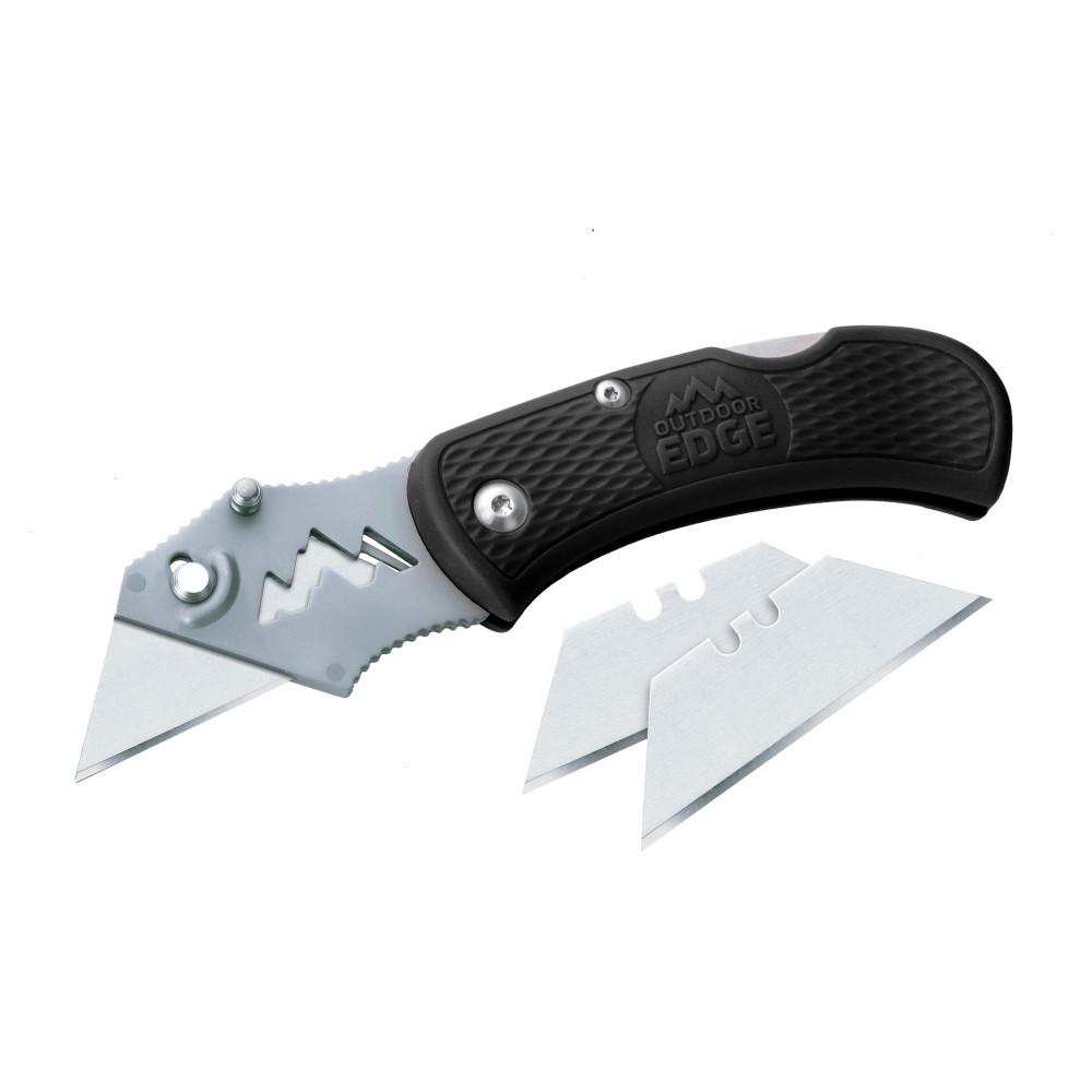 Outdoor Edge BOA Razor Folding Utility Knife with 3 Blades Black - Flockneti