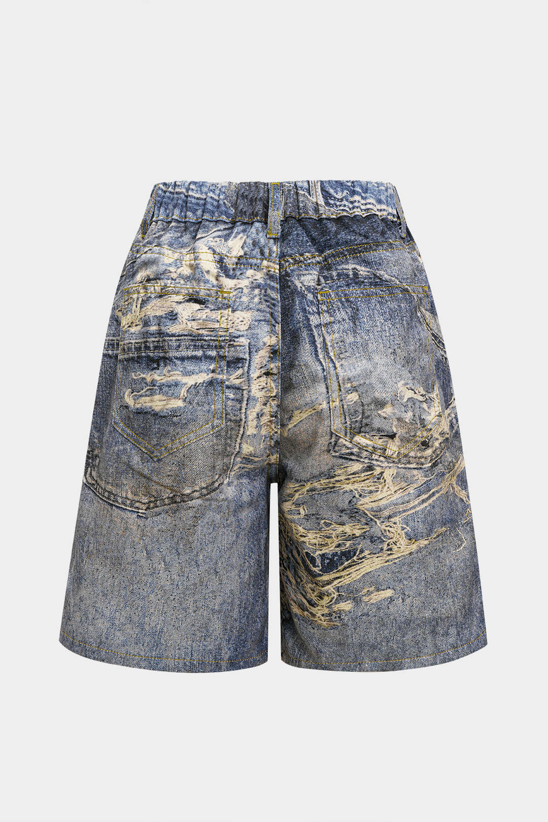 Illusion Pattern Denim Print Shorts - Flockneti