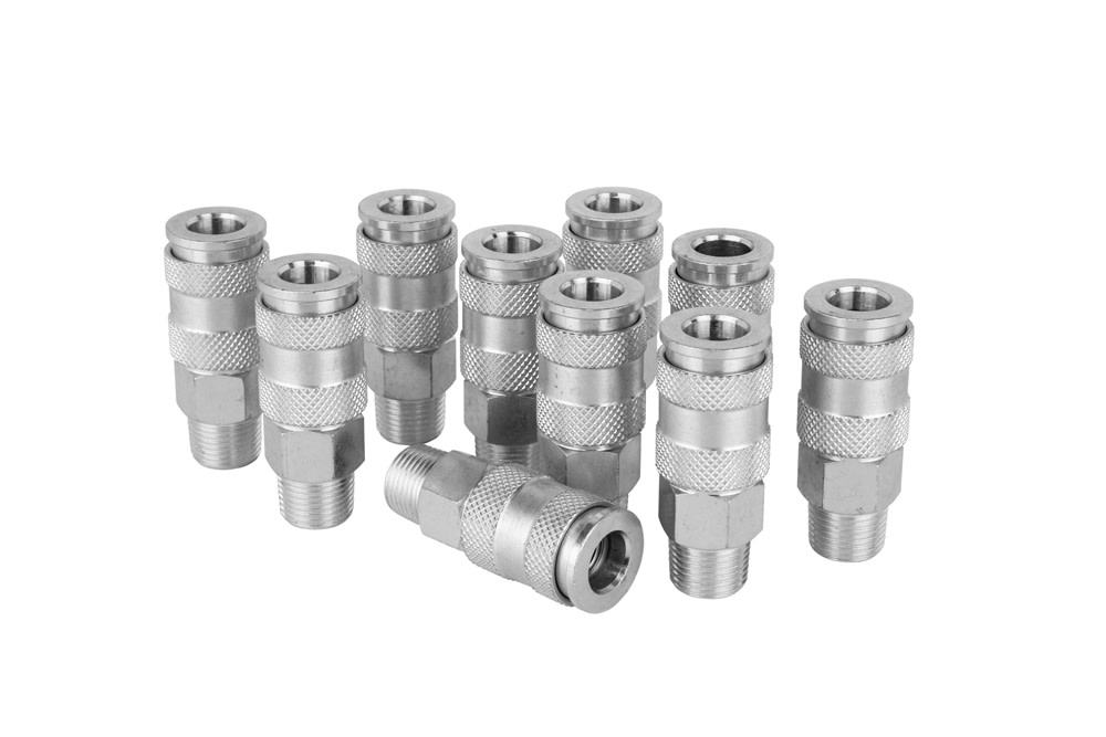 Milton Quick-Connect Steel Coupler 3/8″ MNPT High Flow (V-Style) - Flockneti