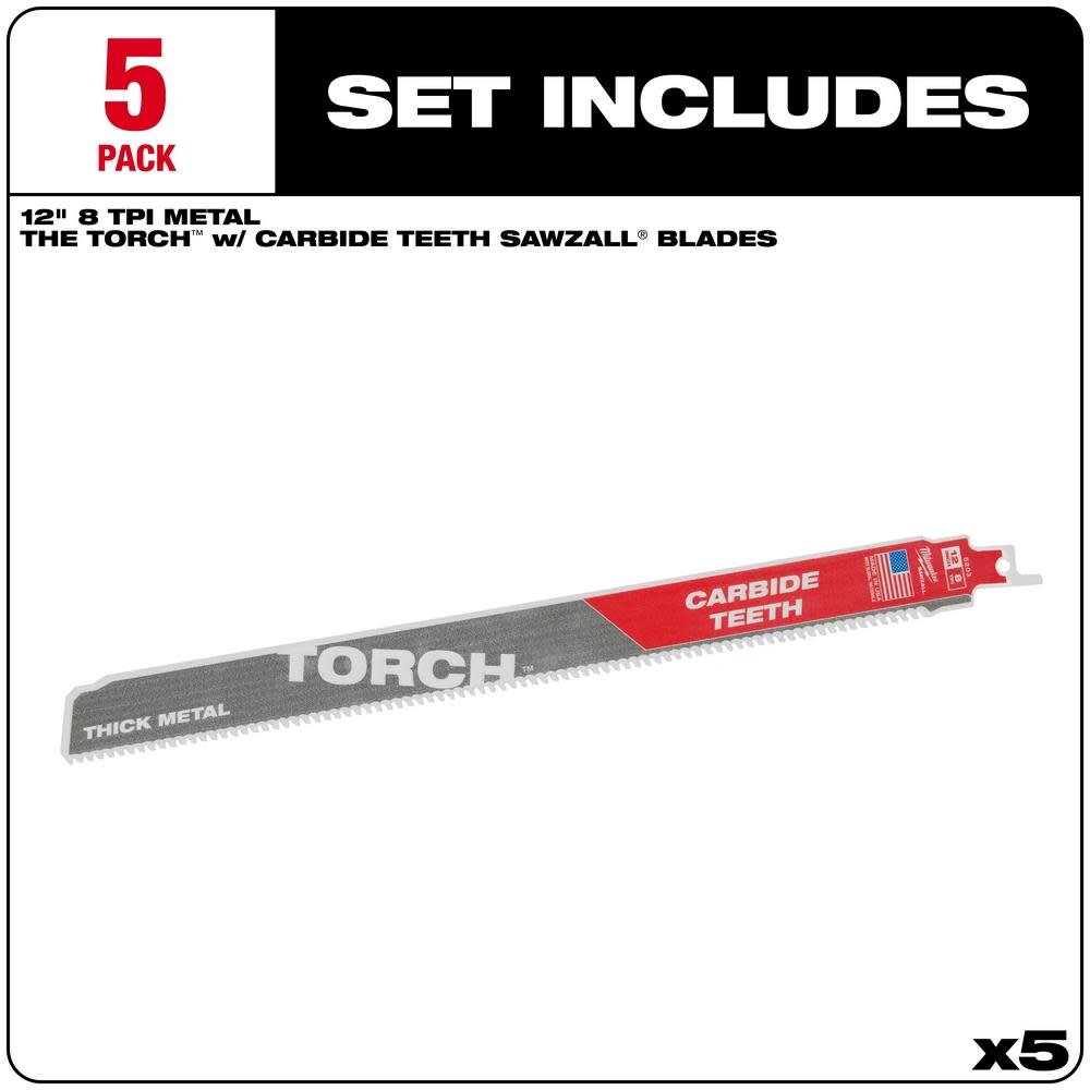 Milwaukee 12″ 7TPI The TORCH with Carbide Teeth 5PK - Flockneti