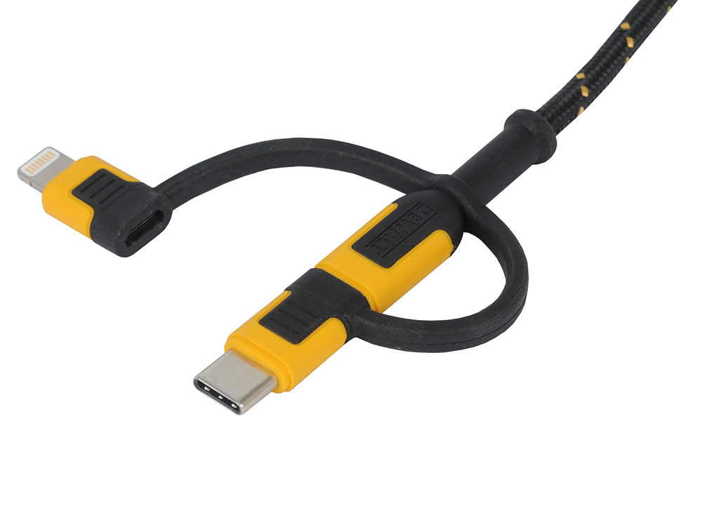 DEWALT Phone Charger Lightning USB-C Micro USB Reinforced Cable - Flockneti