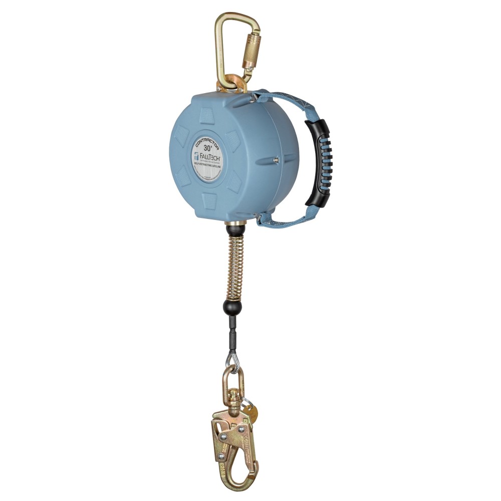 Falltech Contractor C Single Leg SRL with 30′ Cable & Carabiner - Flockneti