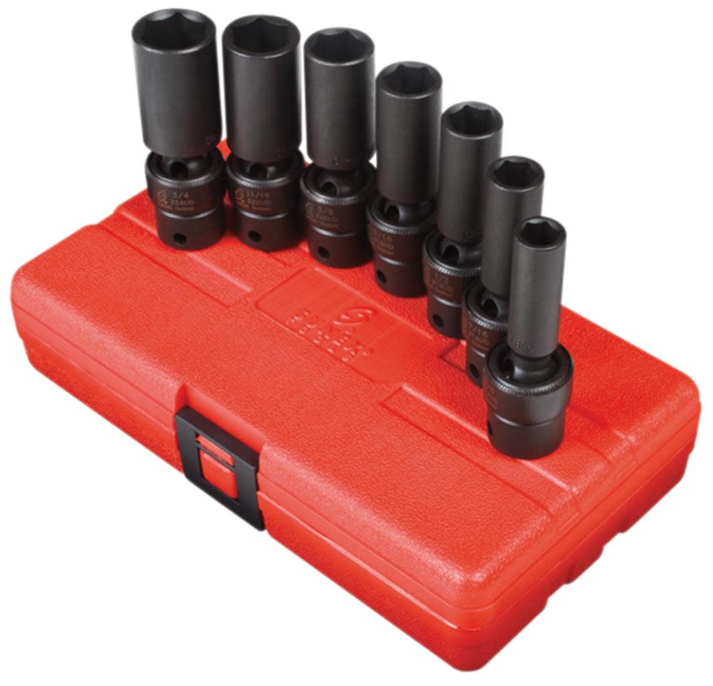 Sunex 7 pc. 3/8 In. Drive SAE Universal Deep Impact Socket Set - Flockneti