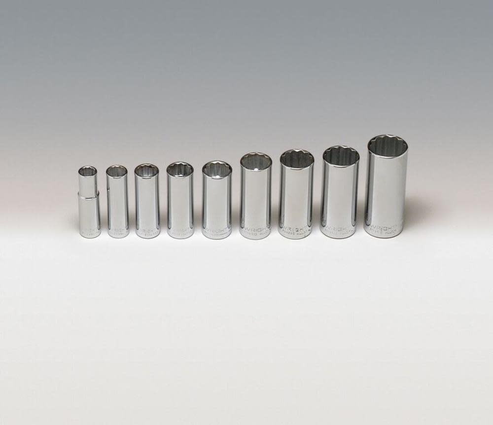 Wright Tool 3/8 In. Dr. 8 pc. 12 Pt. Deep Socket Set 3/8 In. to 7/8 In. - Flockneti